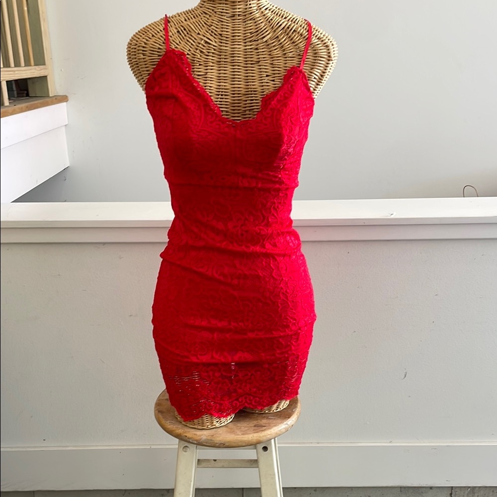 Windsor Red Spaghetti Strap Bodycon Mini Dress